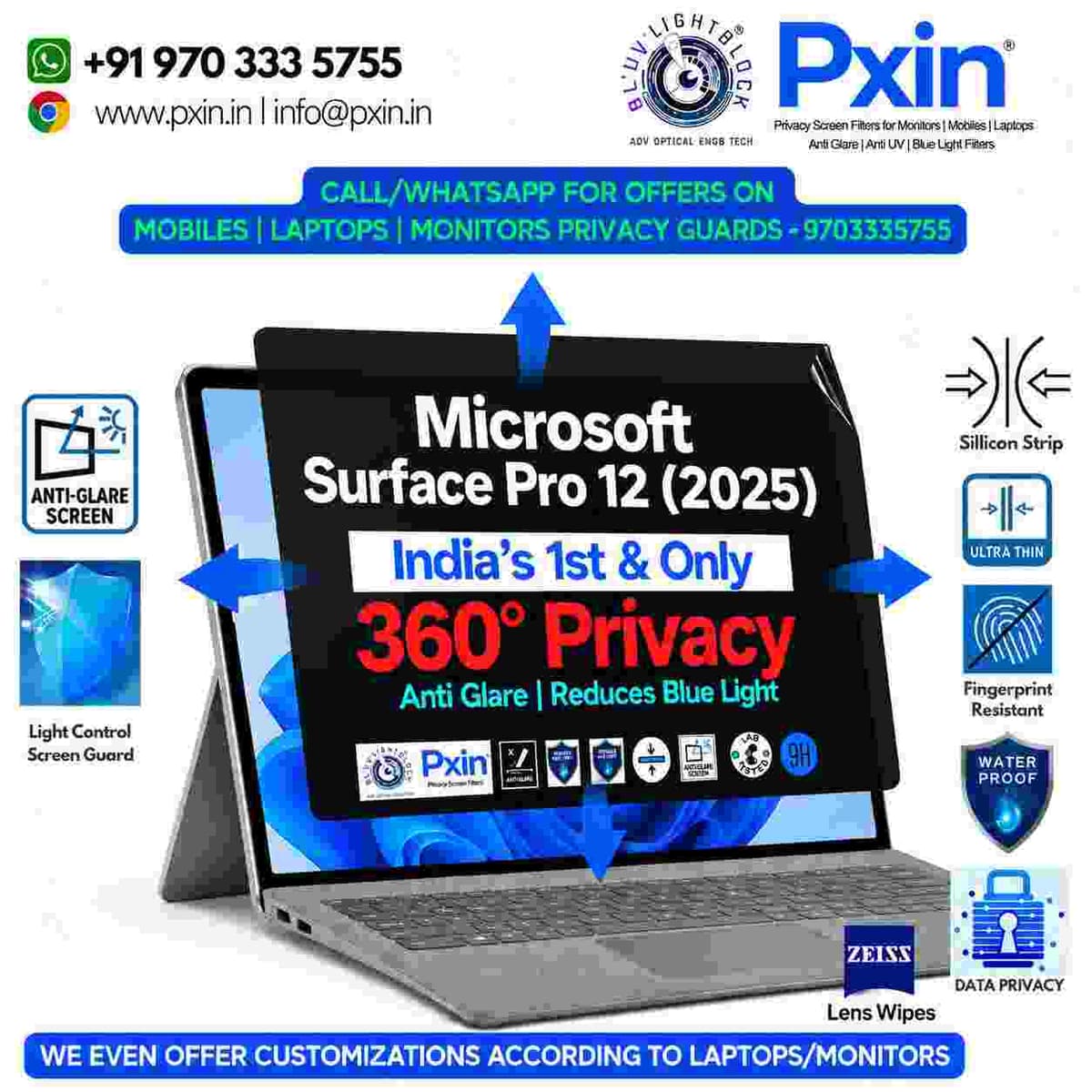 Privacy Screen Guard (Anti-Blue & Anti-Glare) for Surface Pro 12 (2025) - Image 1
