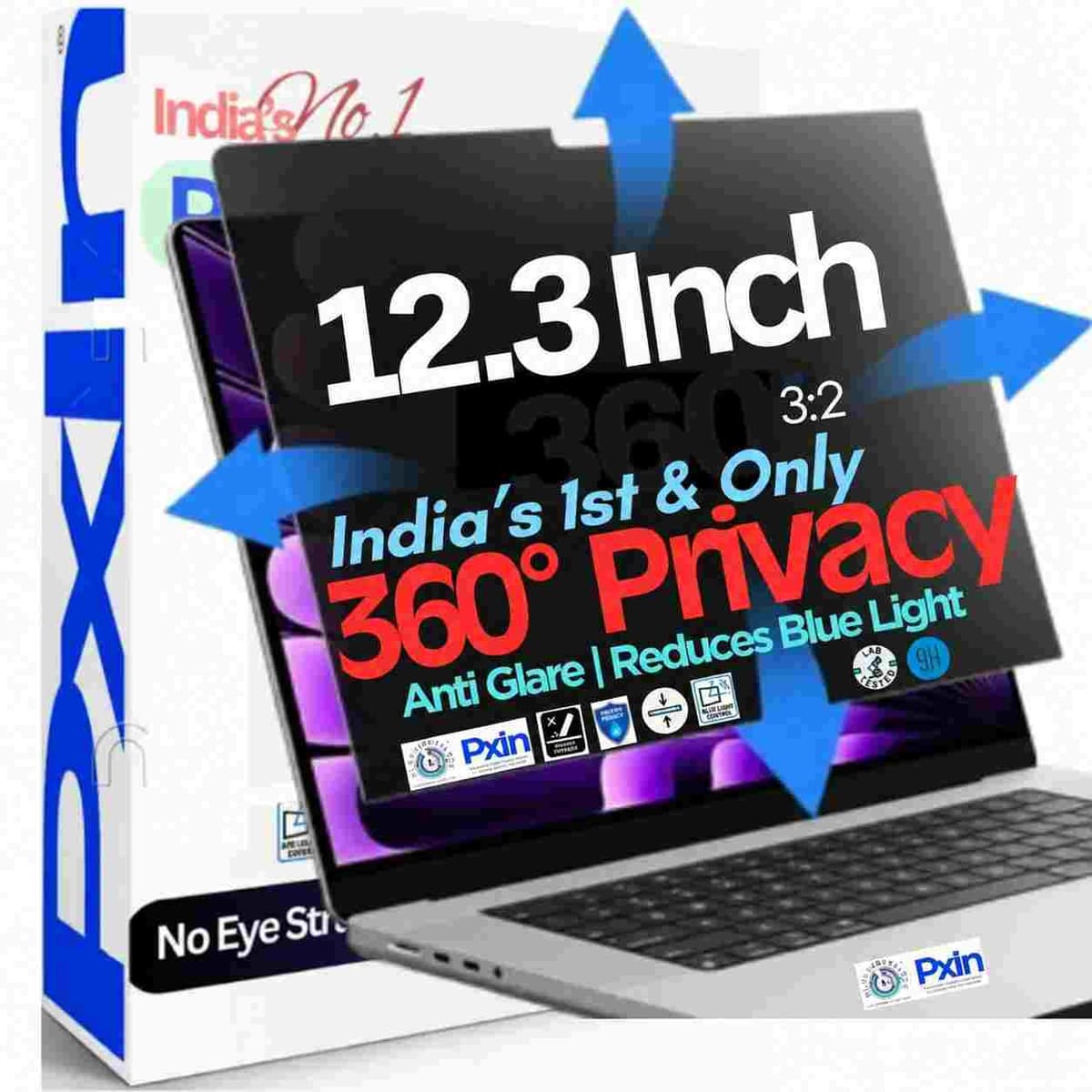 12.3 Inch (3:2) Laptop 360° Privacy (Anti Blue Light & Anti Glare) Screen Guard - Image 1
