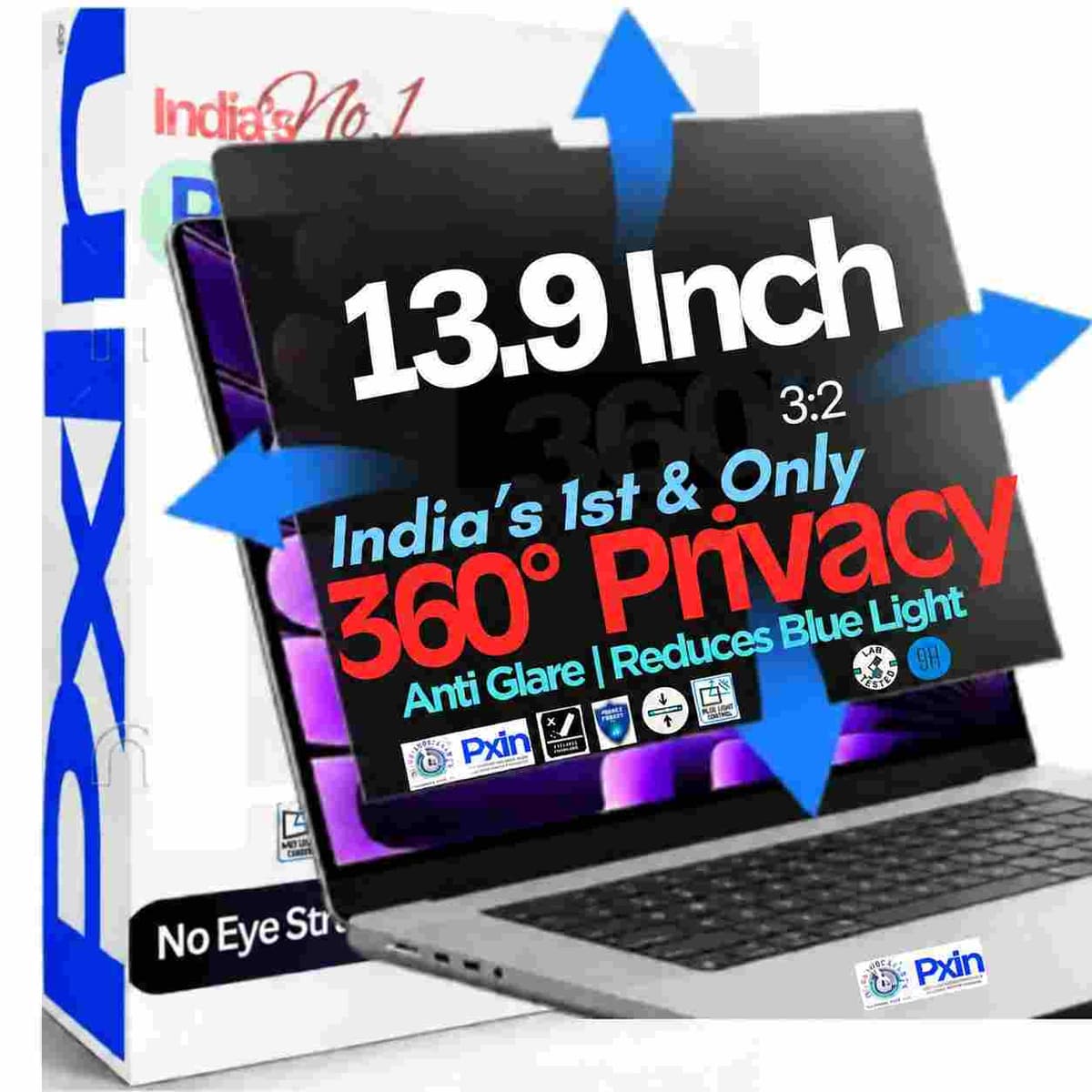 13.9 Inch (3:2) Laptop 360° Privacy (Anti Blue Light & Anti Glare) Screen Guard - Image 1