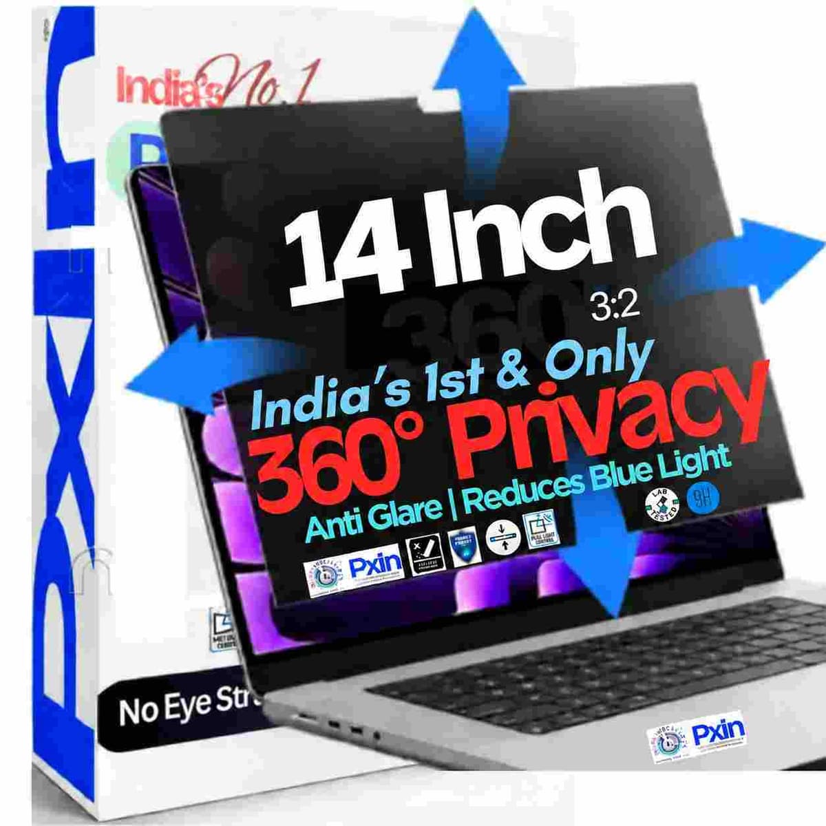 14 Inch (3:2) Laptop 360° Privacy (Anti Blue Light & Anti Glare) Screen Guard - Image 1