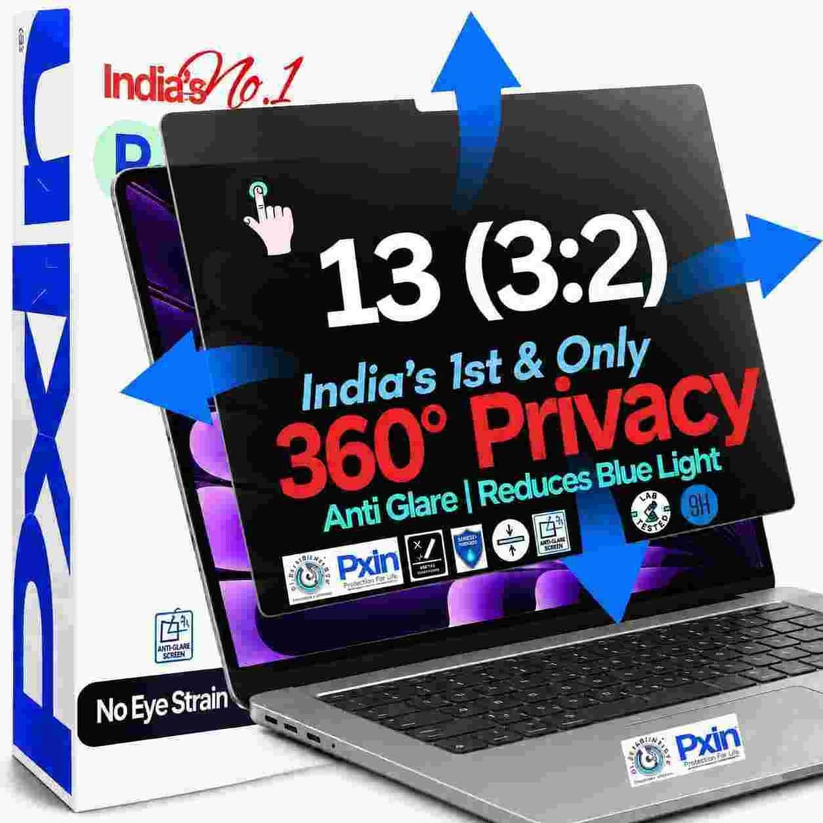 13 Inch (3:2) Touch Laptop 360° Privacy (Anti Blue Light & Anti Glare) Screen Guard - Image 1