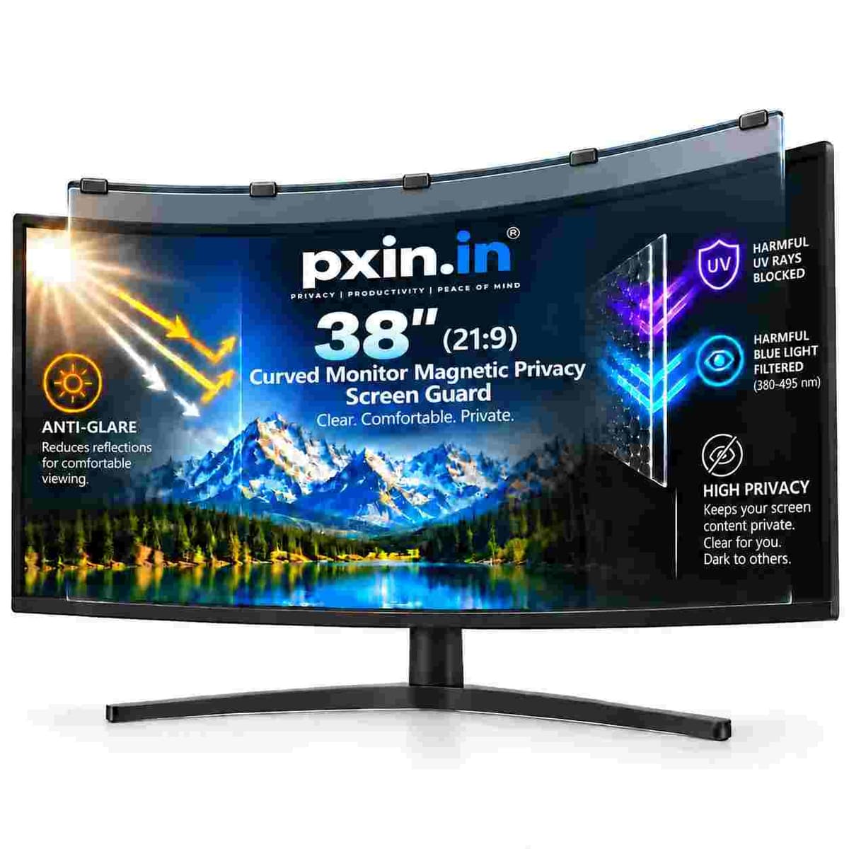38 Inch (21:9) Curved Monitor Magnetic Privacy (Anti Blue Light & Anti Glare) Screen Guard - Image 1