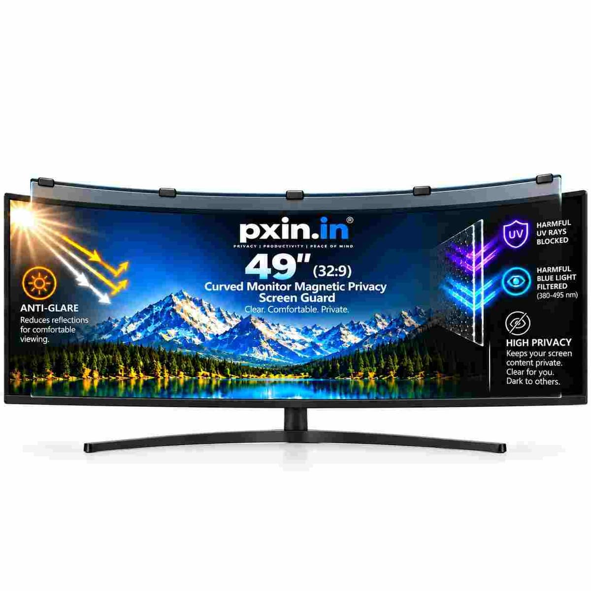 49 Inch (32:9) Curved Monitor Magnetic Privacy (Anti Blue Light & Anti Glare) Screen Guard - Image 1
