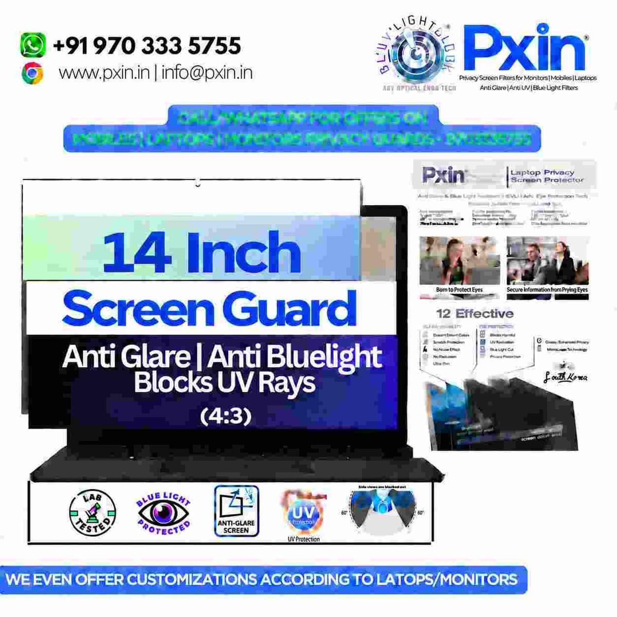 14 Inch (4:3) Laptop Anti Blue Light & Anti Glare Screen Guard - Image 1