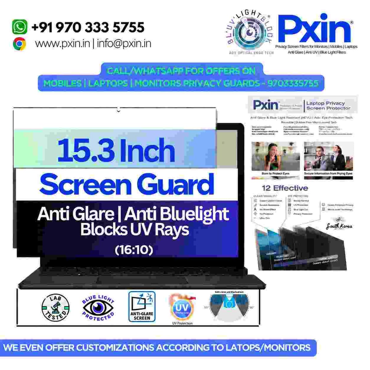 15.3 Inch (16:10) Laptop Anti Blue Light & Anti Glare Screen Guard - Image 1
