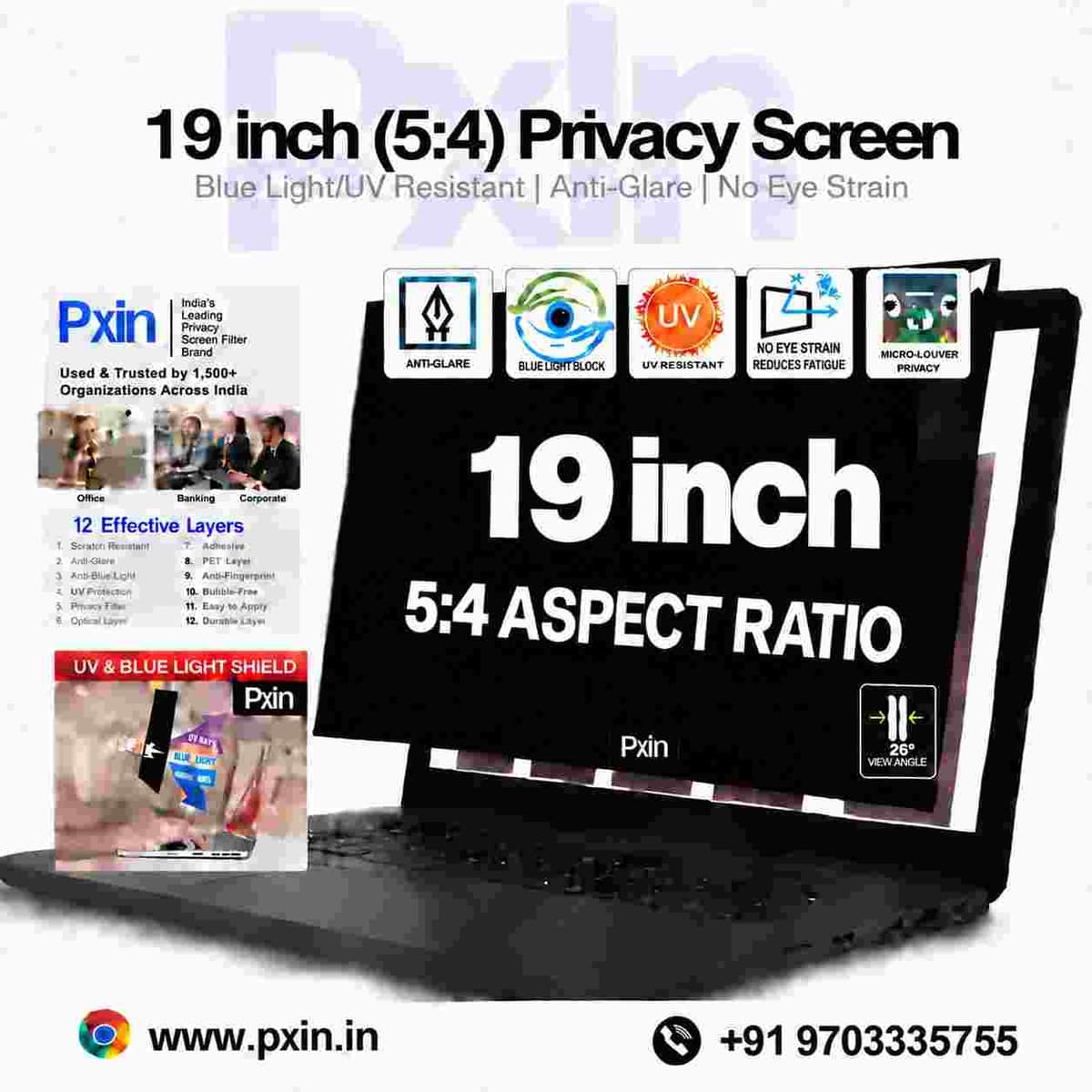 19 Inch (5:4) Laptop Pro Privacy (Anti Blue Light & Anti Glare) Screen Guard - Image 1