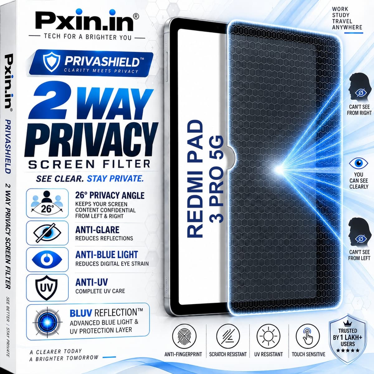 Redmi Pad 3 Pro 5G 2 Way Tablet Privacy Screen Guard (Anti-Blue & Anti-Glare) - Image 1