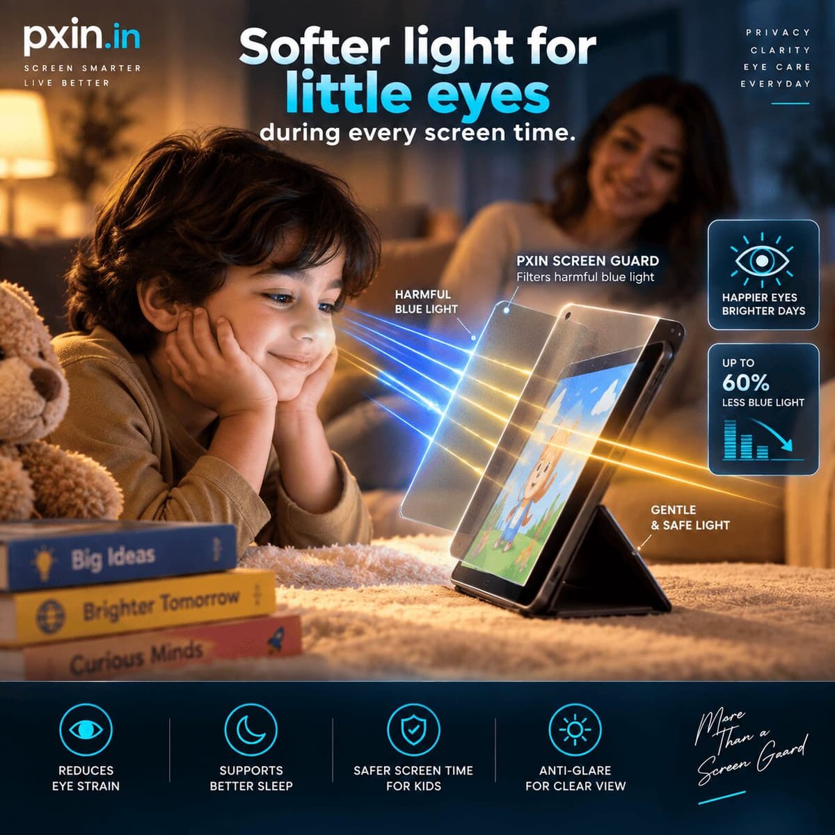 Redmi Pad 3 Pro 5G 2 Way Tablet Privacy Screen Guard (Anti-Blue & Anti-Glare) - Image 2