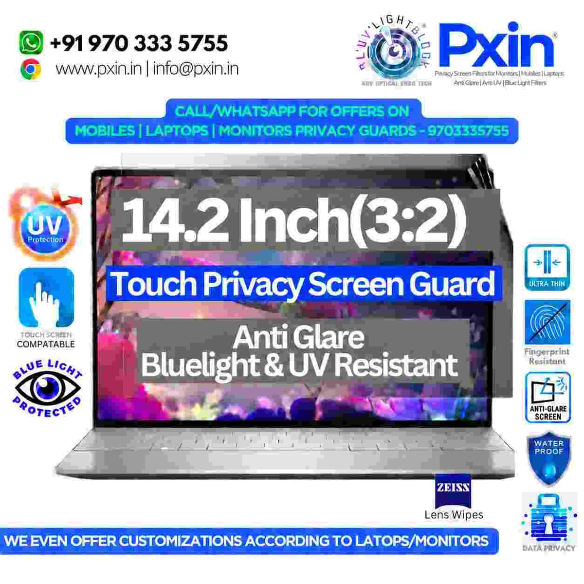 14.2 Inch (3:2) Touch Laptop Privacy (Anti Blue Light & Anti Glare) Screen Guard - Image 1