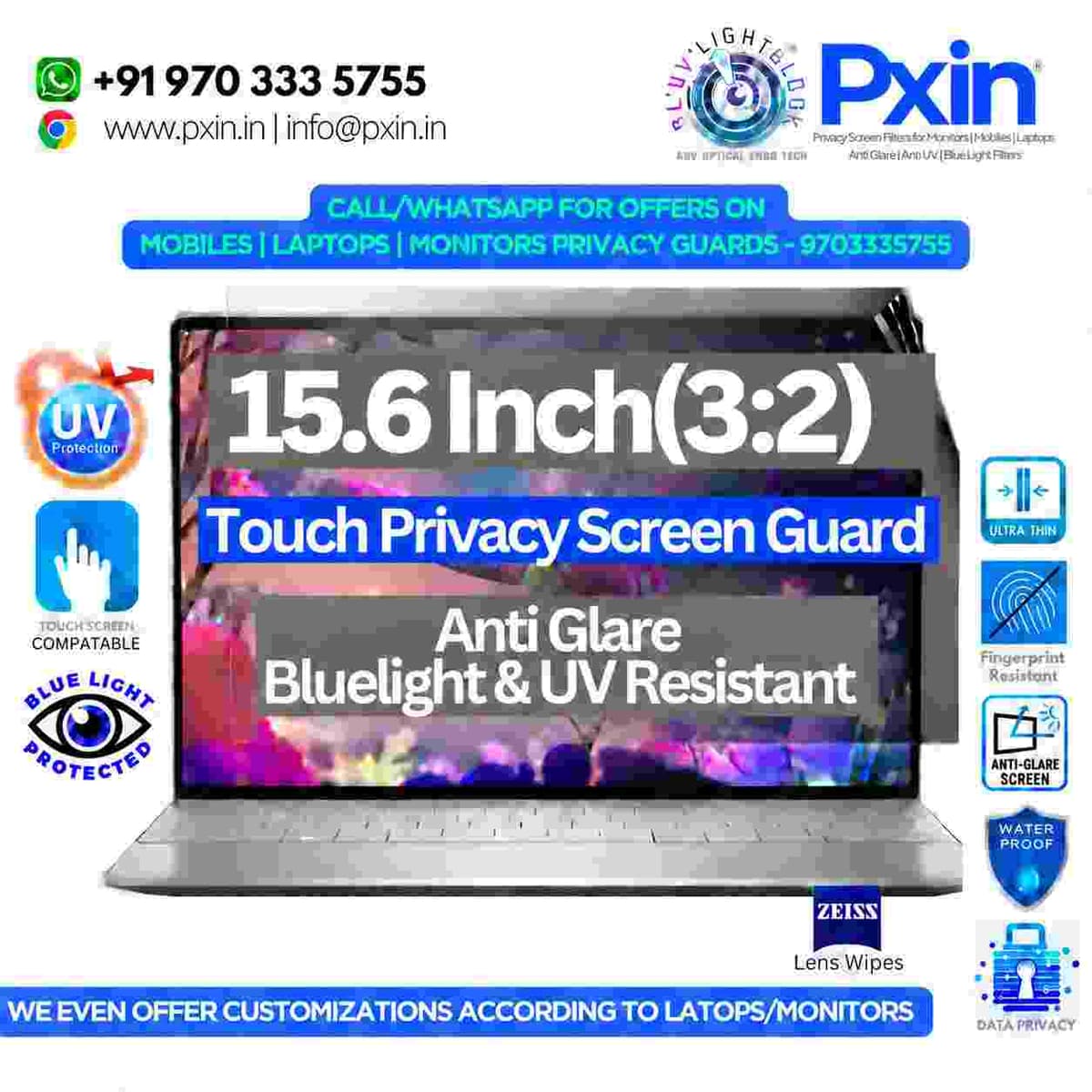 15.6 Inch (3:2) Touch Laptop Privacy (Anti Blue Light & Anti Glare) Screen Guard - Image 1
