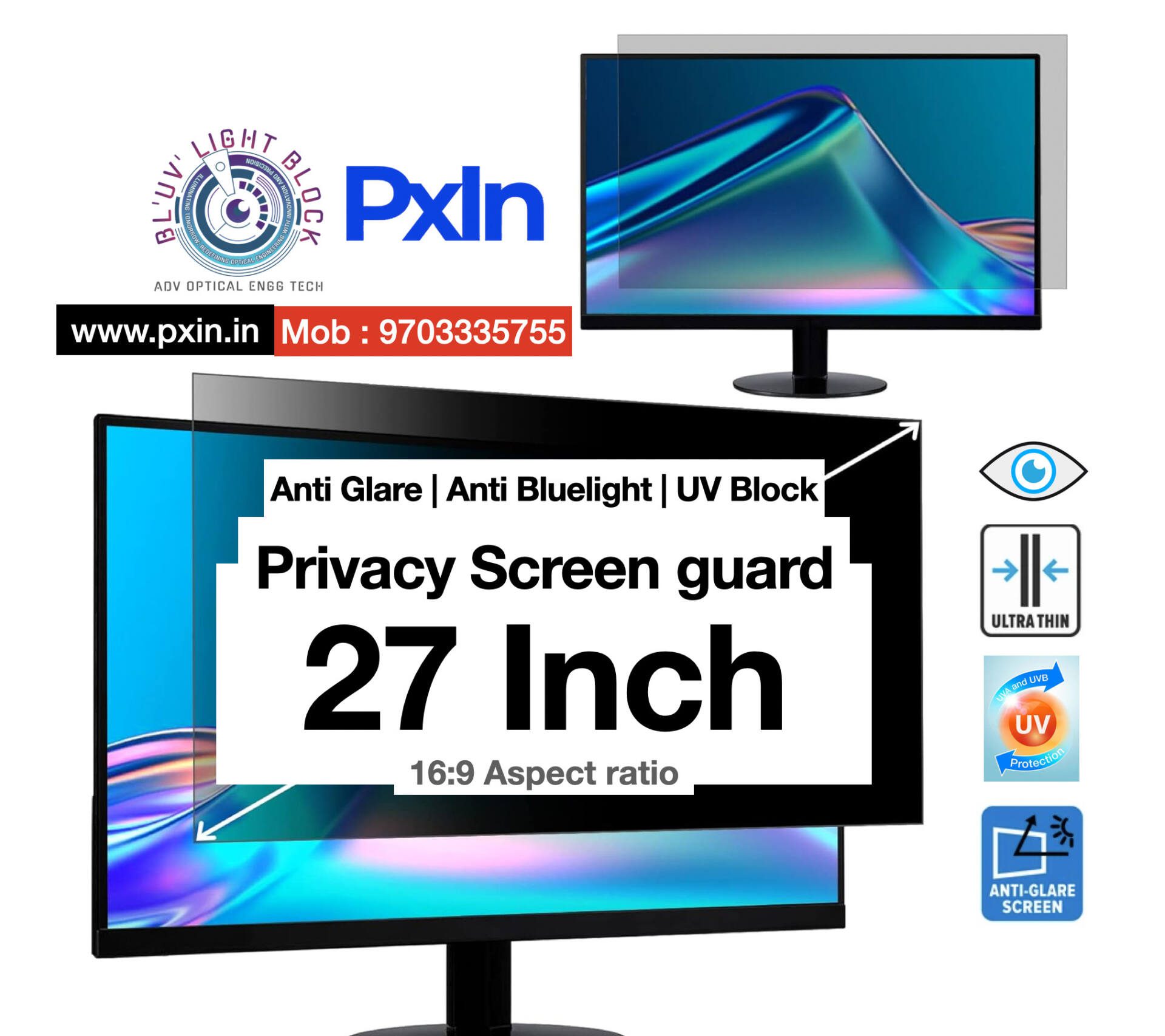 27 Inch 169 Monitor Privacy Screen Protector PxIn