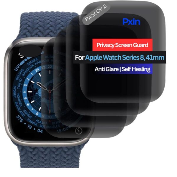 Apple Watch Series 8, 41mm Smartwatch Privacy Screen Guard for | Privacy Filter | Anti-Glare, Fingerprint Resistant (Pack of 2)