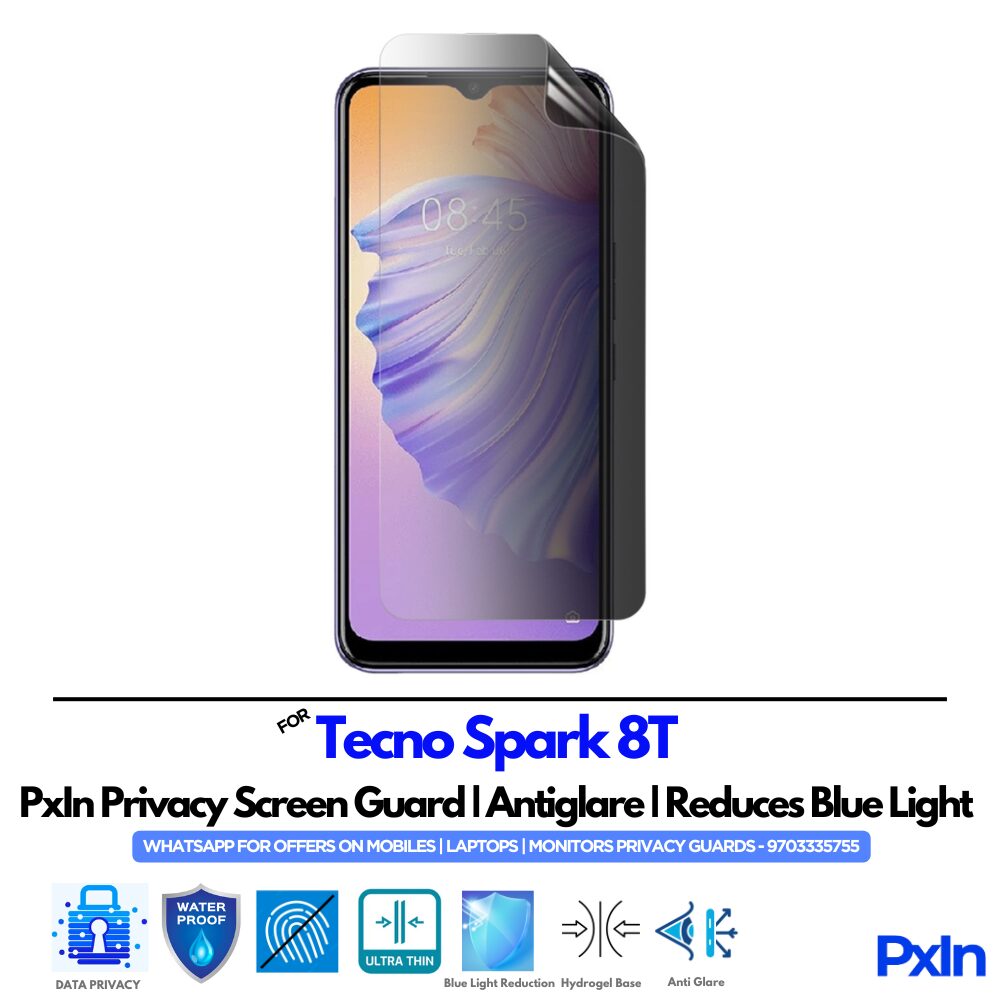 Tecno Spark 8T Privacy Screen Guard Tecno Spark 8T Privacy Screen Guard