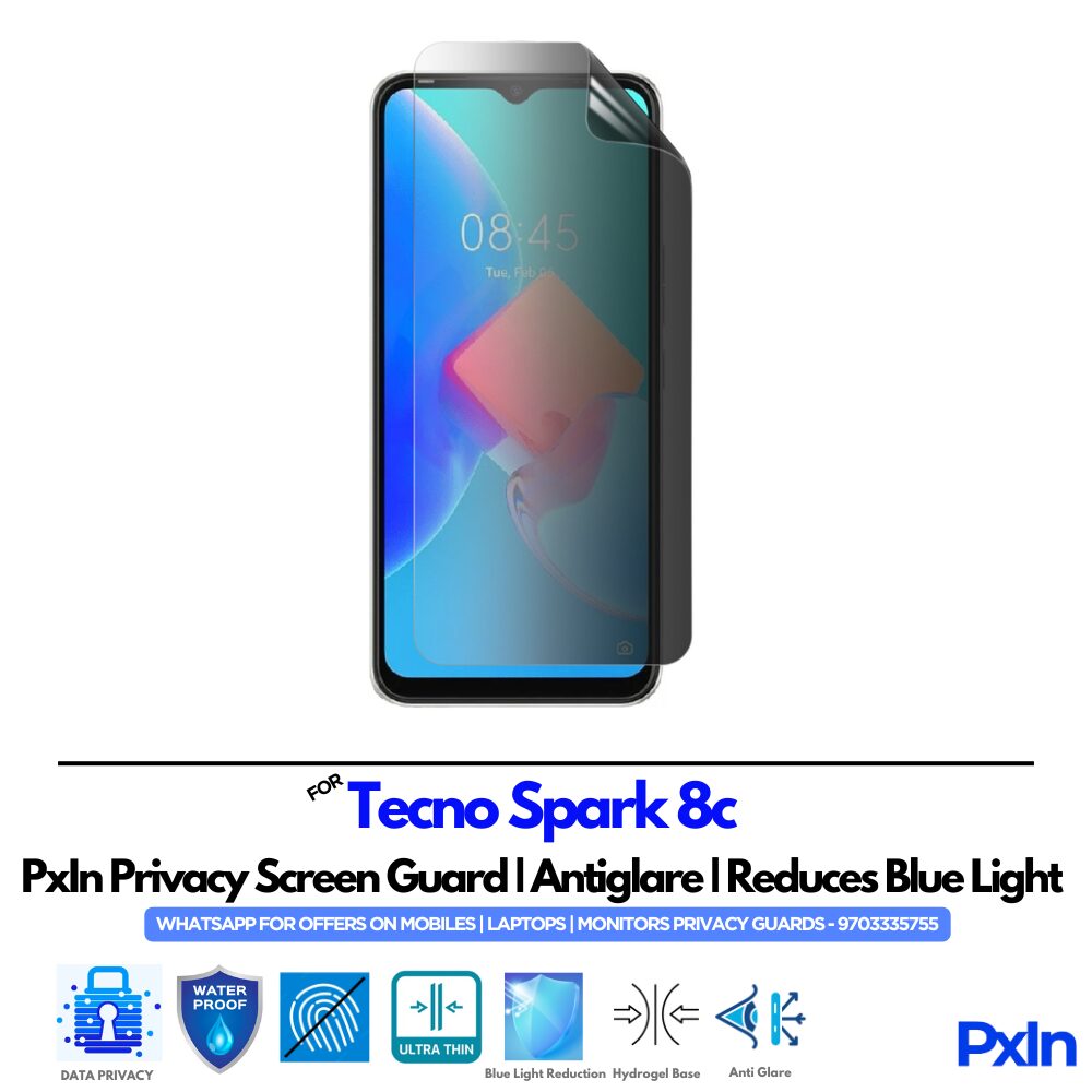 Tecno Spark 8c Privacy Screen Guard Tecno Spark 8c Privacy Screen Guard