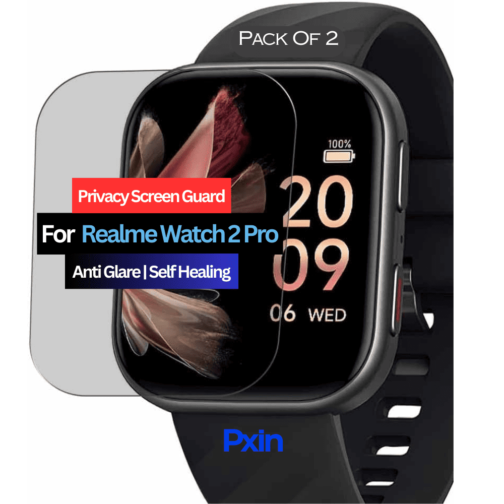 Realme Watch 2 Pro Privacy Screen Guard Realme Watch 2 Pro Privacy Screen Guard for | Privacy Filter | Anti-Glare, Fingerprint Resistant (Pack of 2)