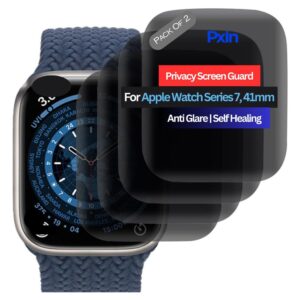 Apple Watch Series 7 (GPS + Cellular, 41mm) Smartwatch Privacy Screen Guard for | Privacy Filter | Anti-Glare, Fingerprint Resistant (Pack of 2)