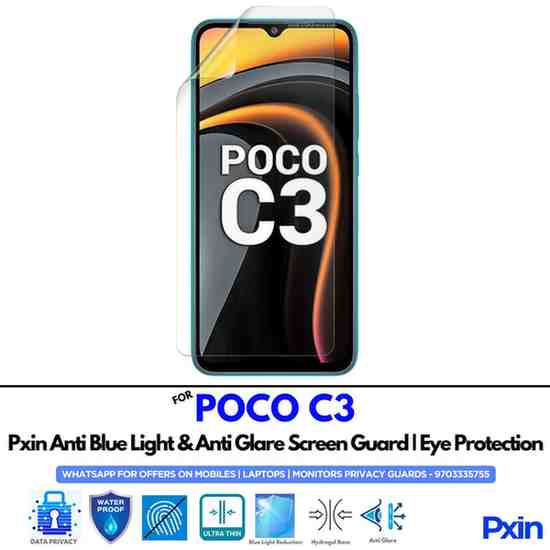 Anti Blue Light and Anti Glare Screen Guard for POCO C3 Anti Blue Light and Anti Glare Screen Guard for POCO C3