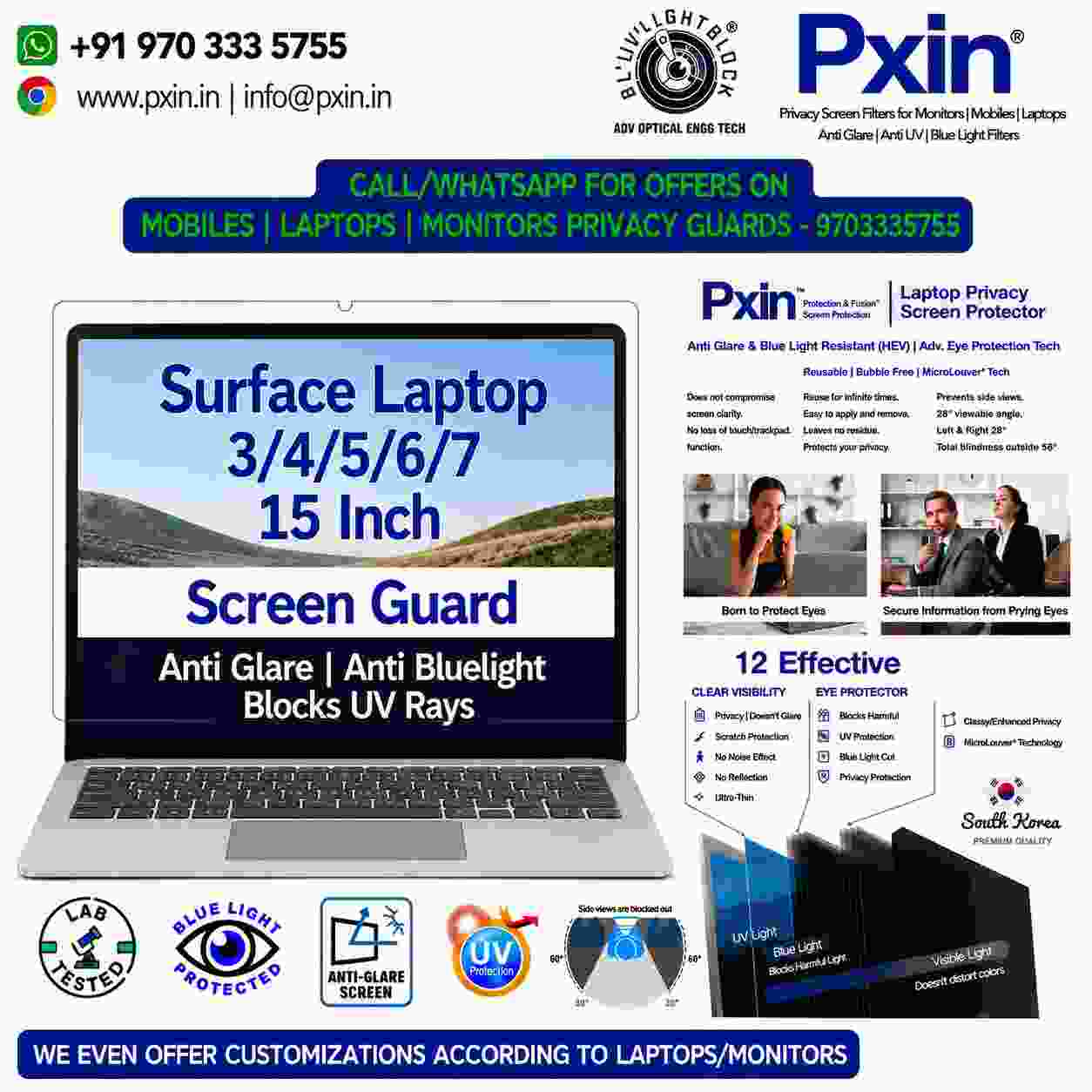 Surface Laptop 15inch Antiglare Antiblue privacy screen guar