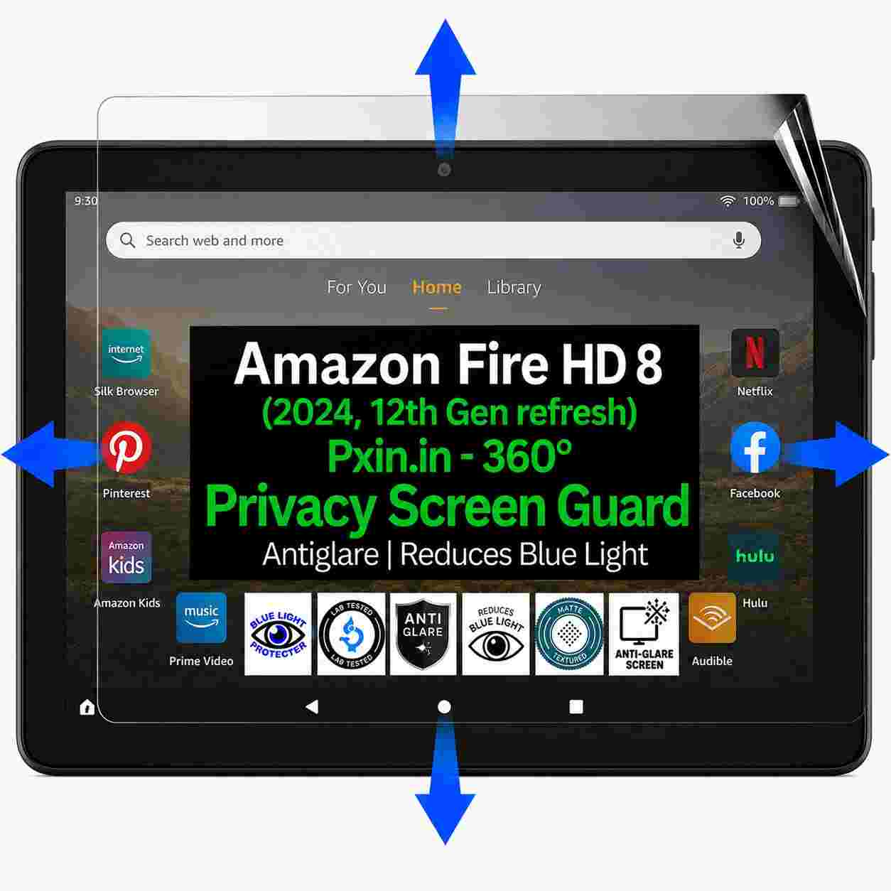 Amazon Fire HD 8 2024 12th Gen refresh privacy screen guard