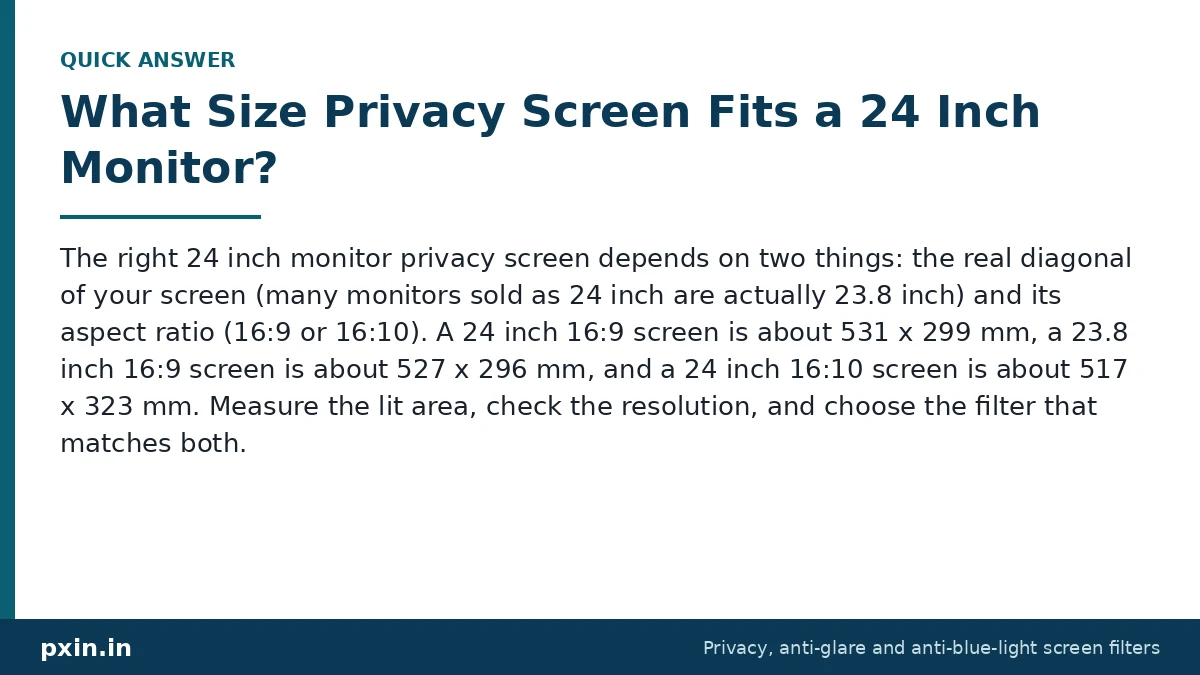 Quick answer card: What Size Privacy Screen Fits a 24 Inch Monitor?. Pxin guide summary.