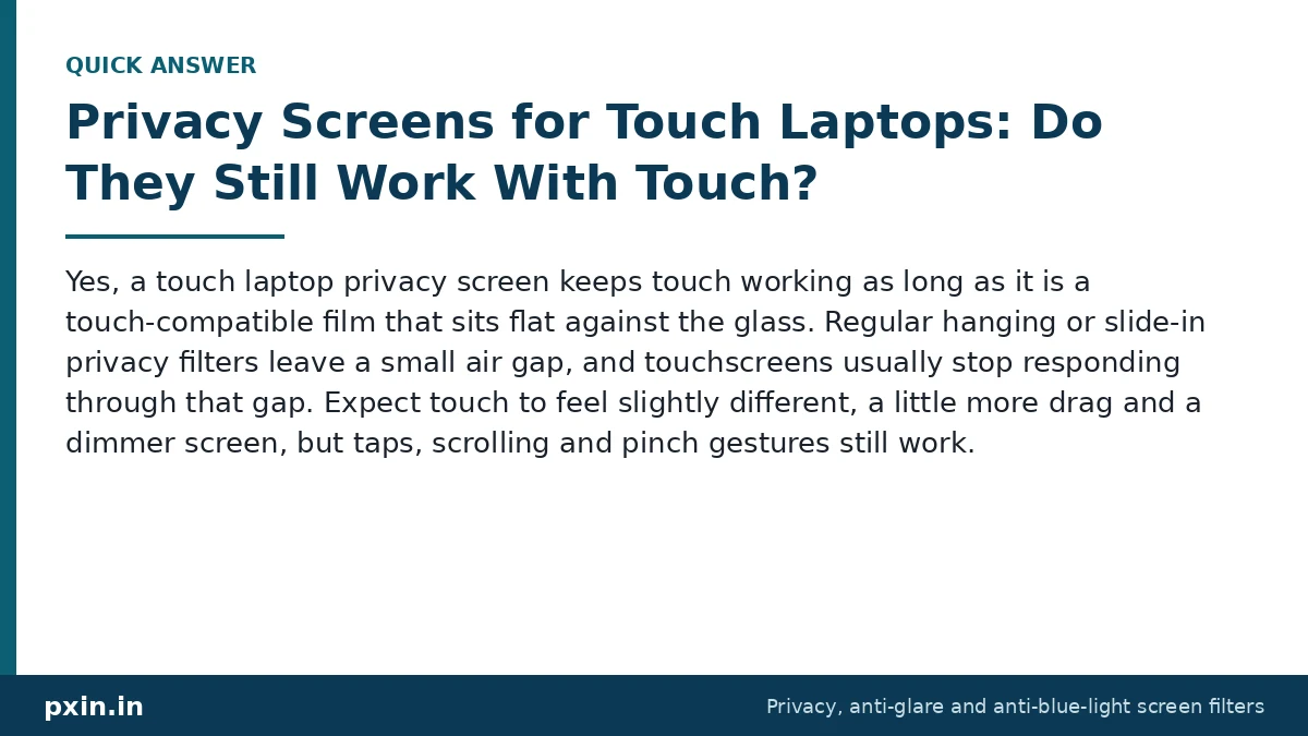 Quick answer card: Privacy Screens for Touch Laptops: Do They Still Work With Touch?. Pxin guide summary.